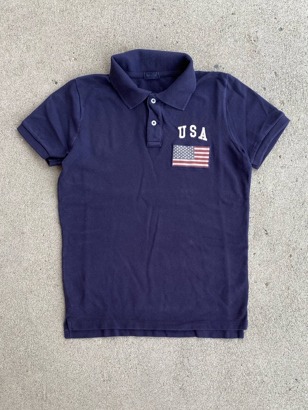 00s Y2k USA Embroidered Slim Fit Polo Shirt